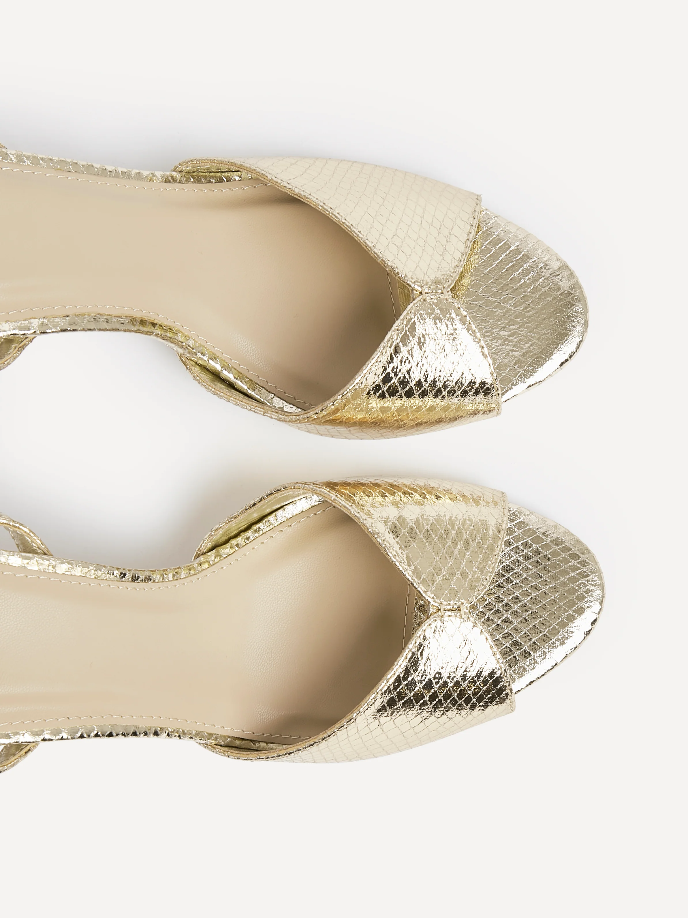Parlour Gold Faux Leather Peep Toe Heels - Image 5