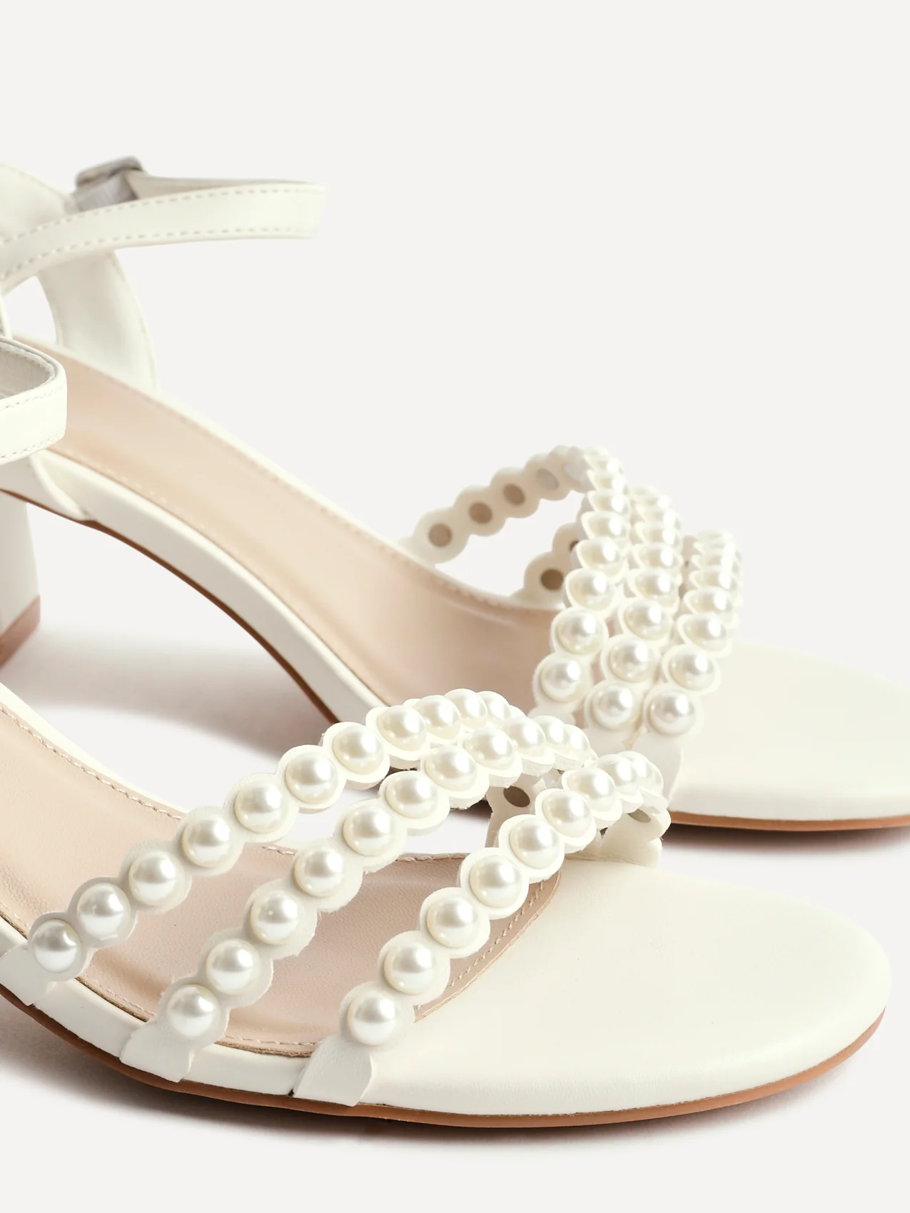 Perla Bridal Ivory Faux Leather Pearl Heels - Image 4