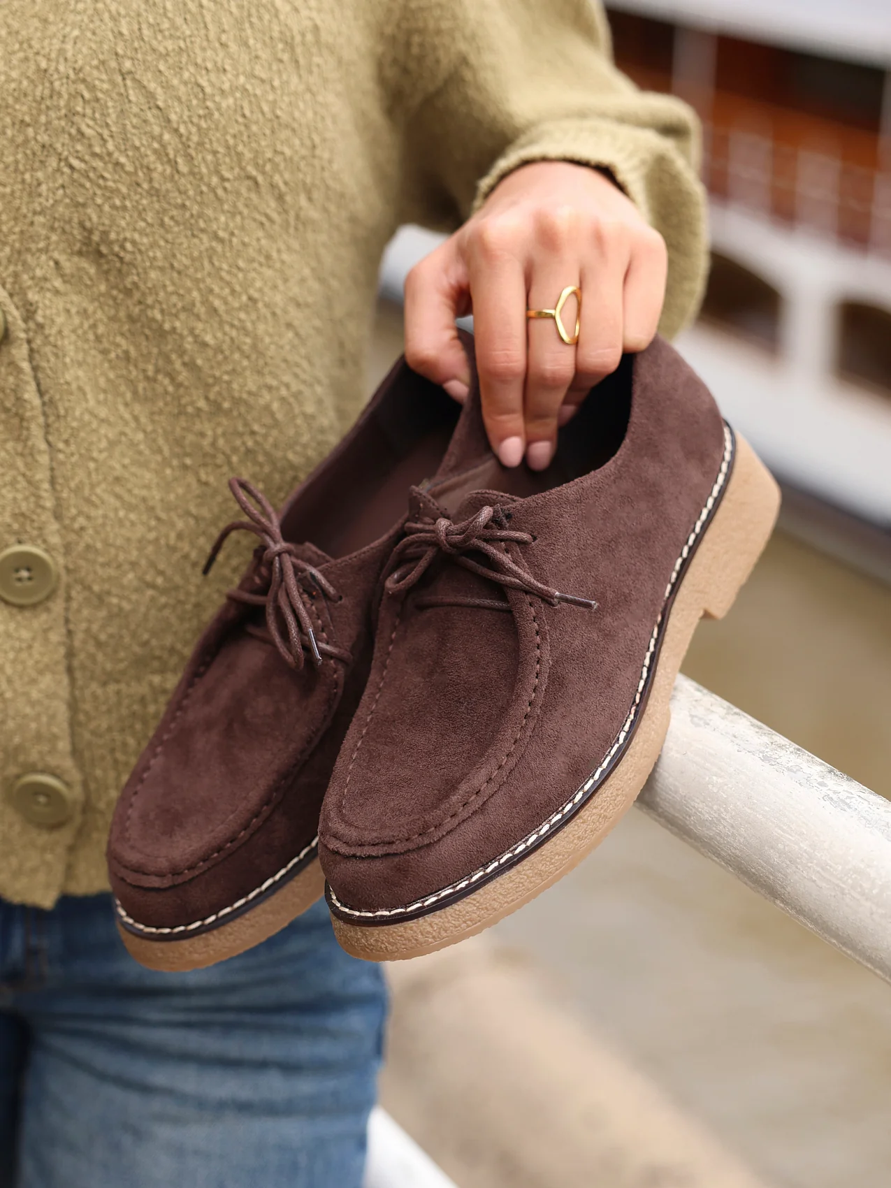 Perth Brown Faux Suede Loafers - Image 7