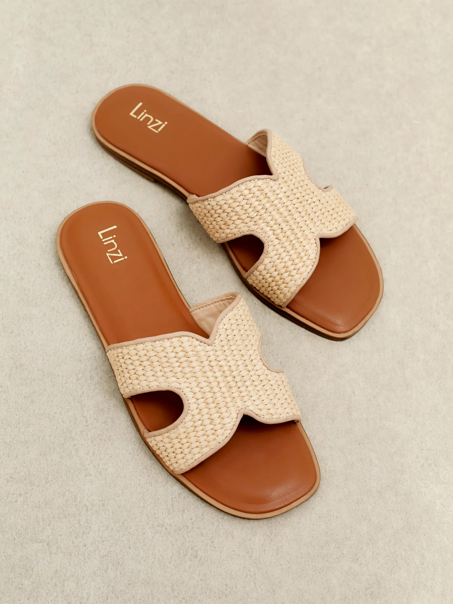 Petra Natural Raffia Link Flat Sandals - Image 6