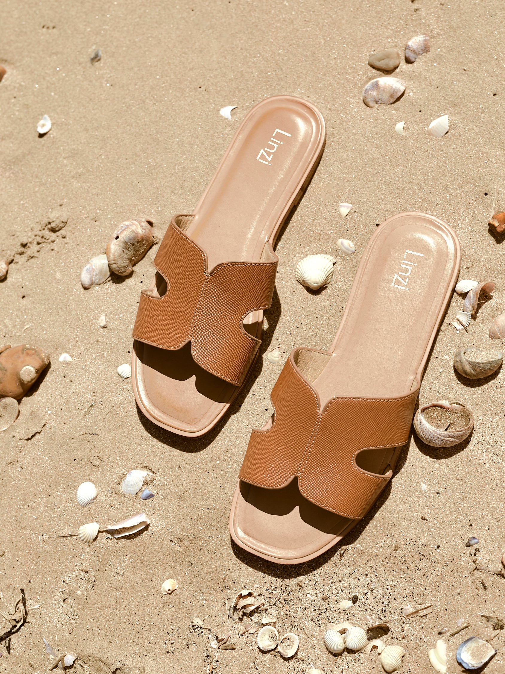 Petra Tan Link Flat Sandals - Image 7