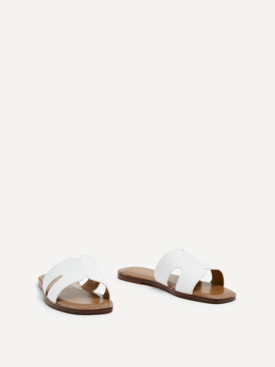 Petra White Link Flat Sandals - Image 3