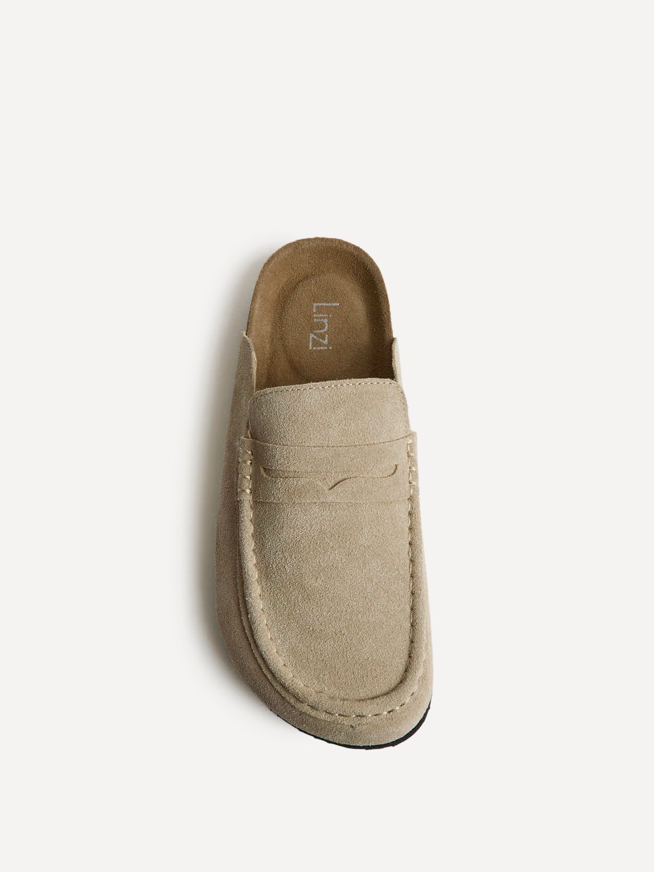 Poet Beige Real Suede Leather Mule Loafers - Image 4
