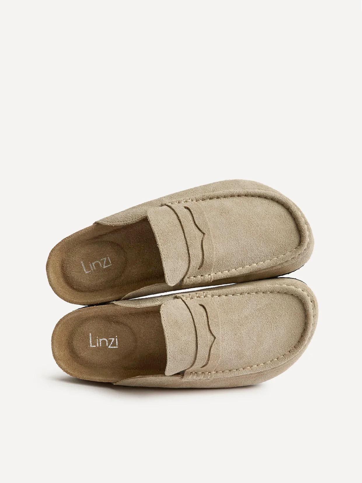 Poet Beige Real Suede Leather Mule Loafers - Image 5
