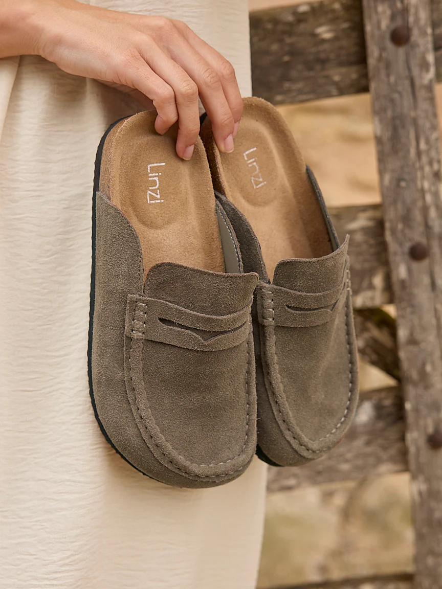 Poet Mocha Real Suede Leather Mule Loafers - Image 6
