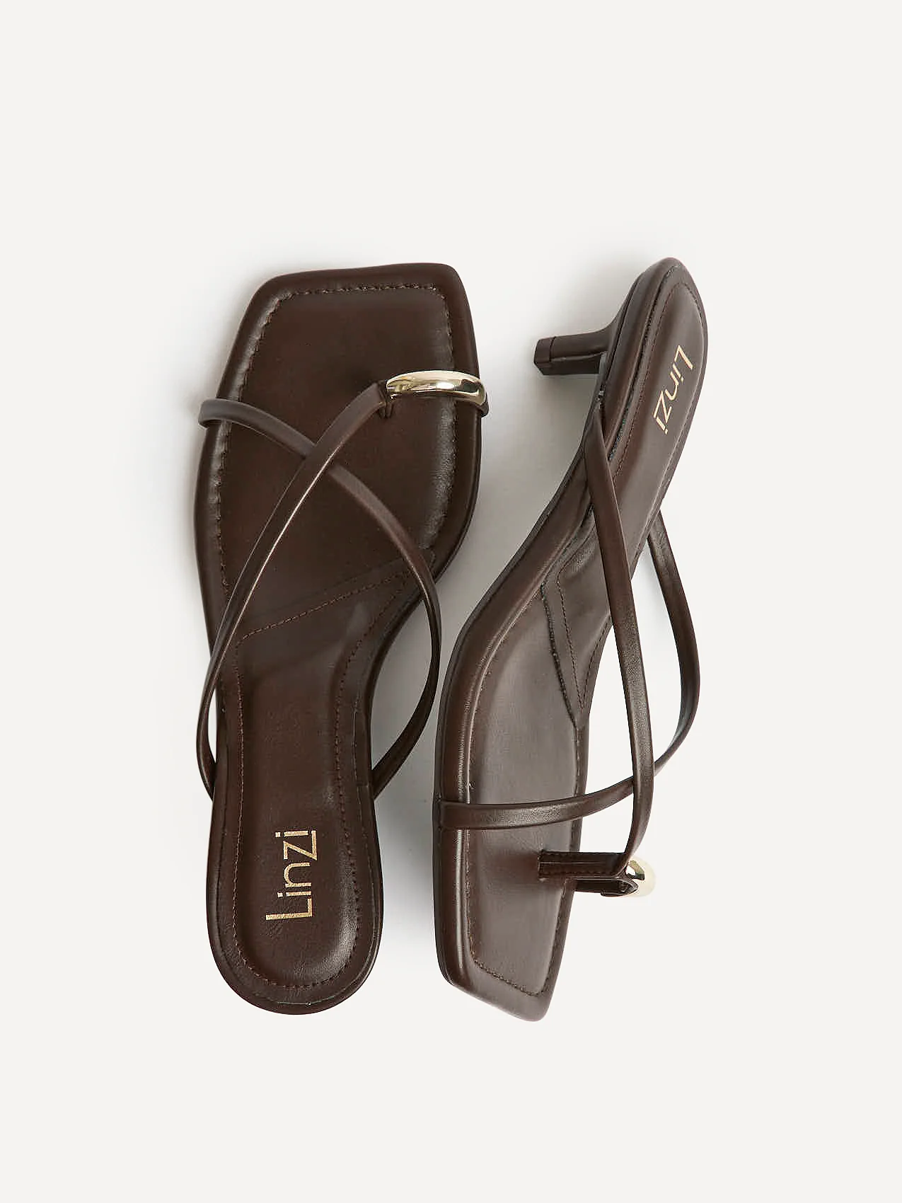 Polished Brown Faux Leather Mule Heels - Image 5