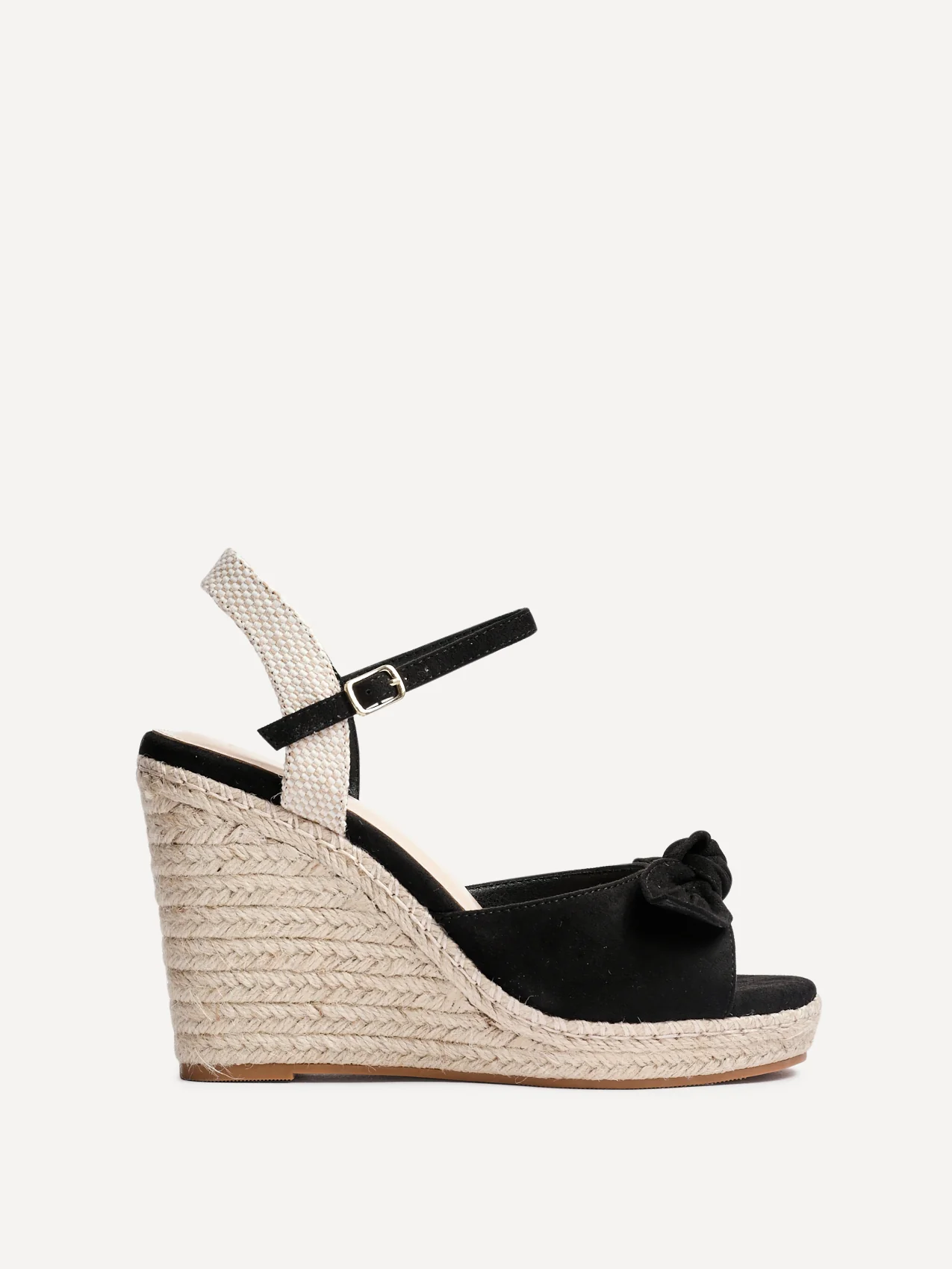Portofino Black Bow Detail Wedges - Image 2
