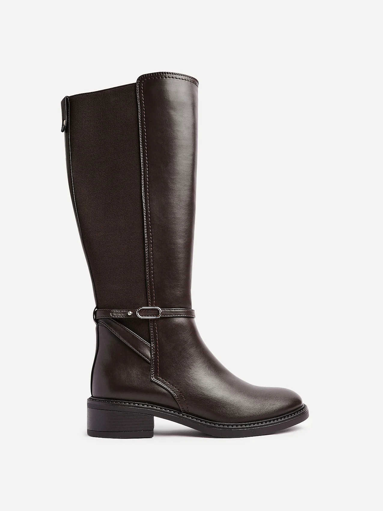 Power Brown Faux Leather Riding Boots - Image 2