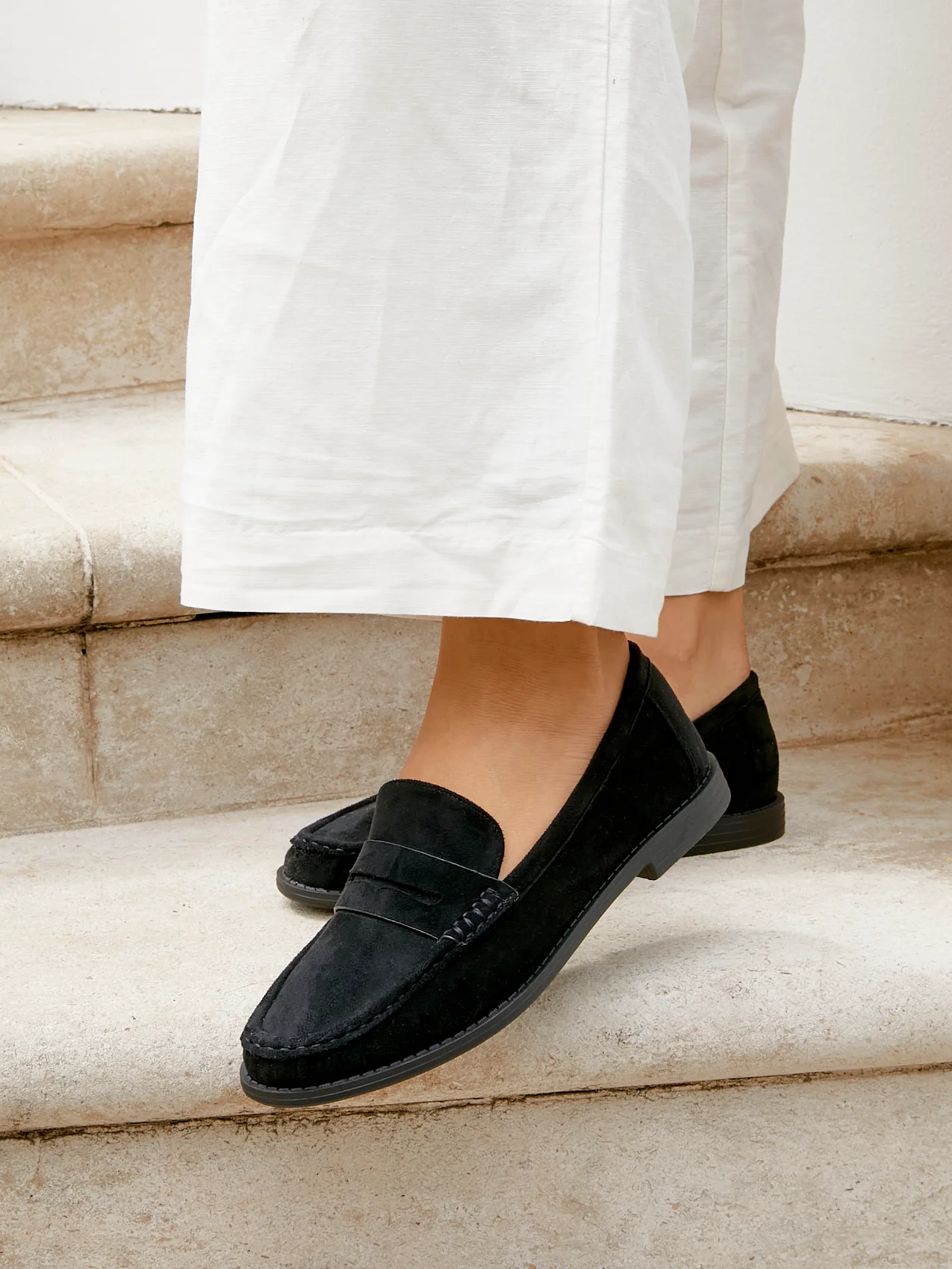Precise Black Faux Suede Loafers - Image 6