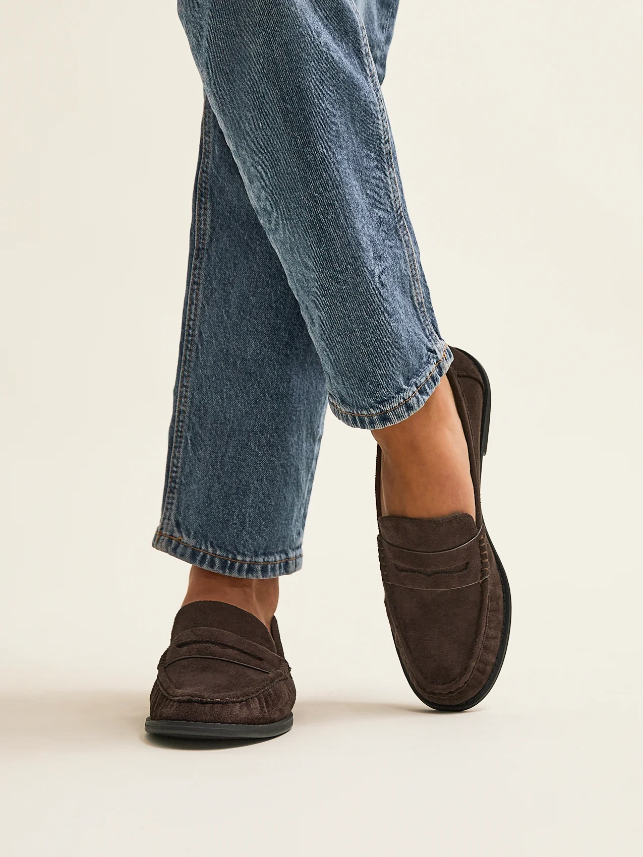 Precise Brown Faux Suede Loafers - Image 6