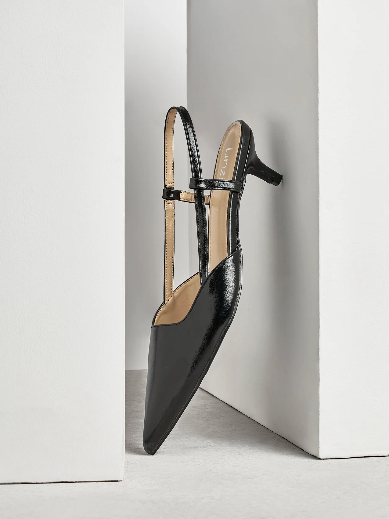 Refined Black Slingback Kitten Heels - Image 5