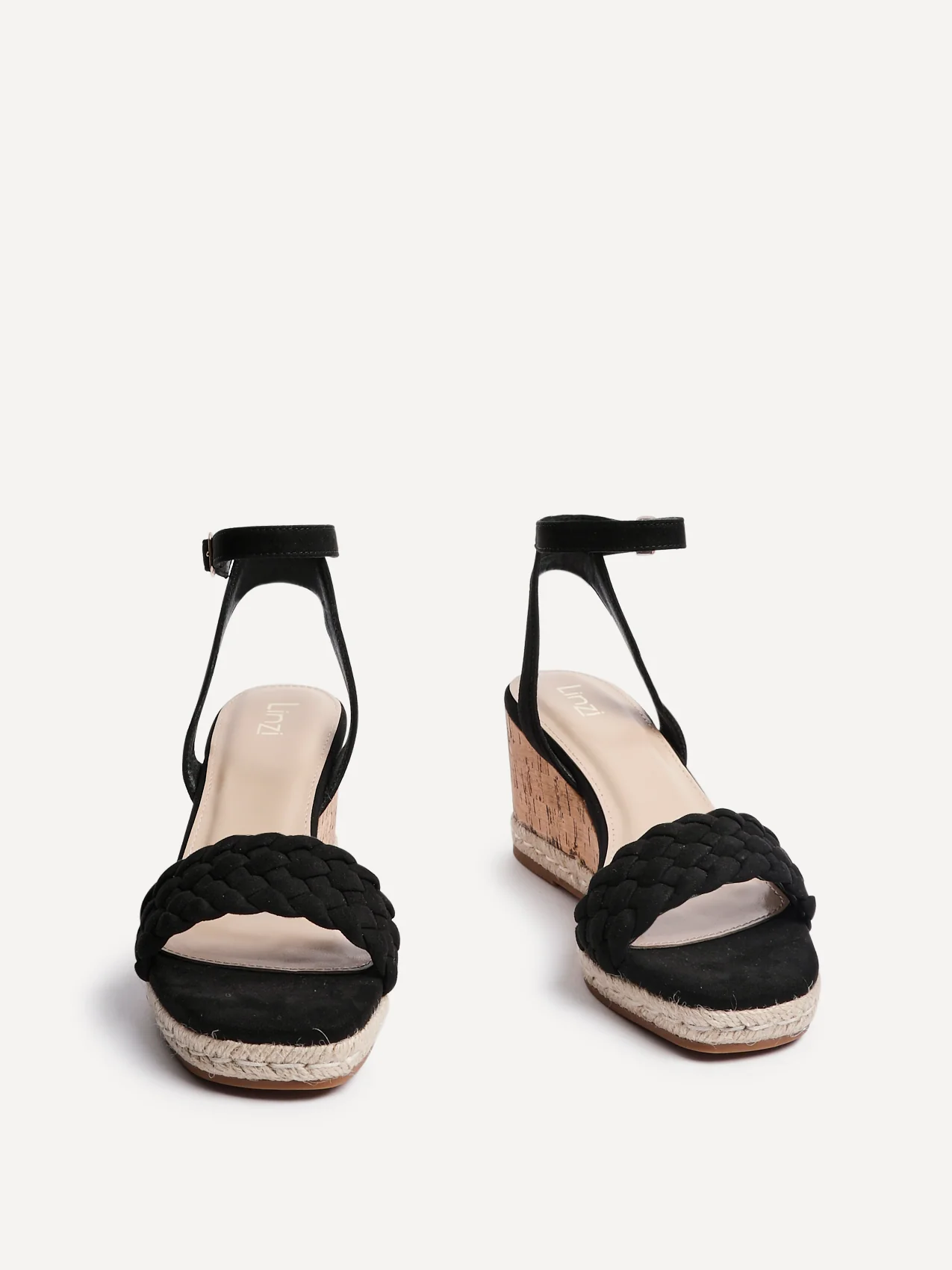 Regan Black Faux Suede Wedge Sandals - Image 3