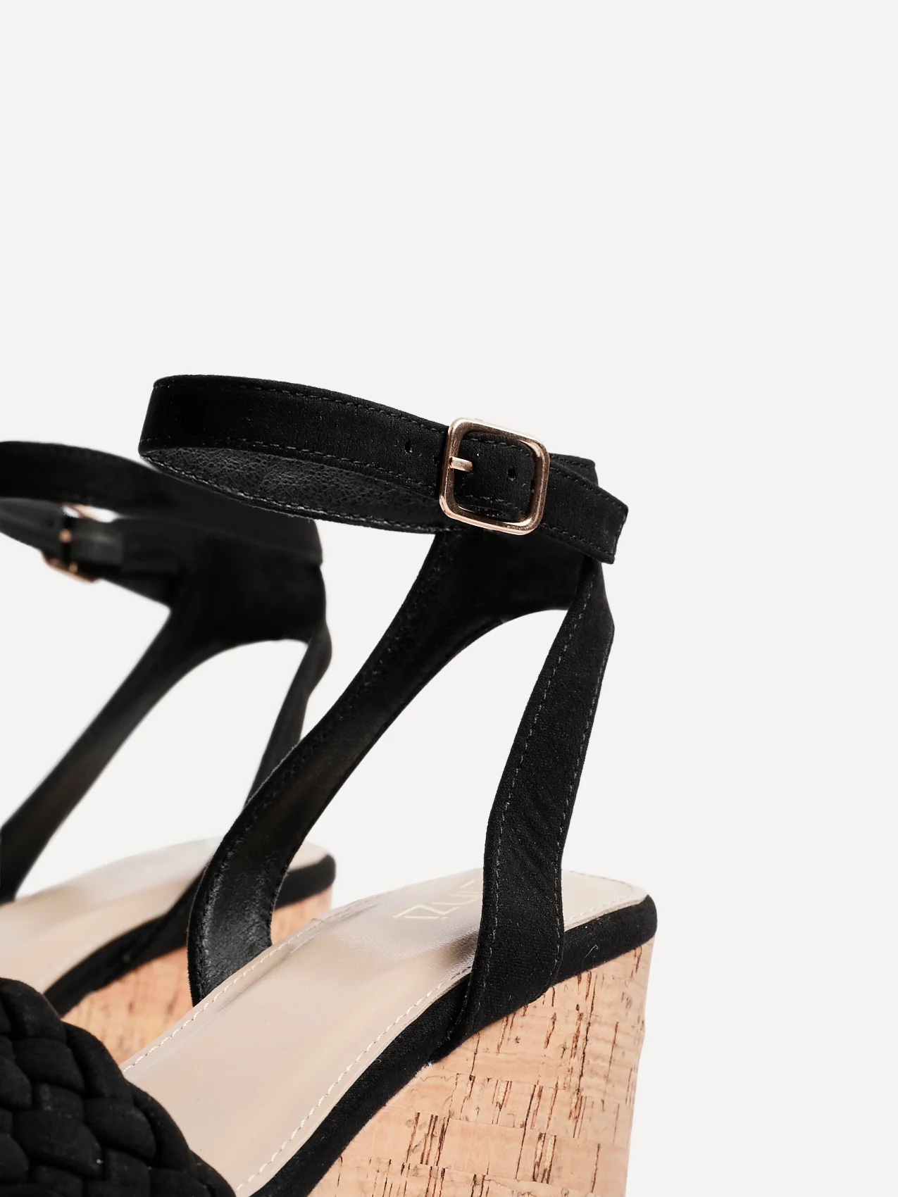 Regan Black Faux Suede Wedge Sandals - Image 4