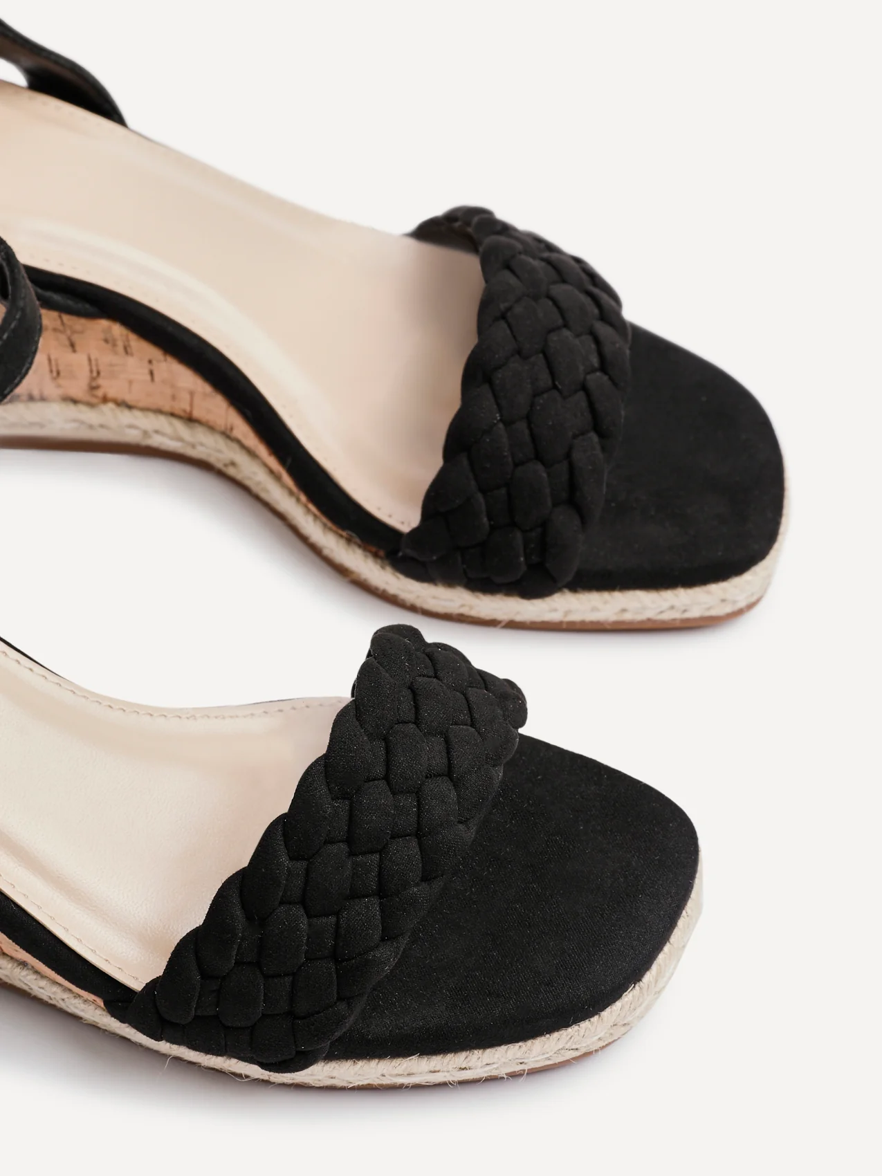 Regan Black Faux Suede Wedge Sandals - Image 5