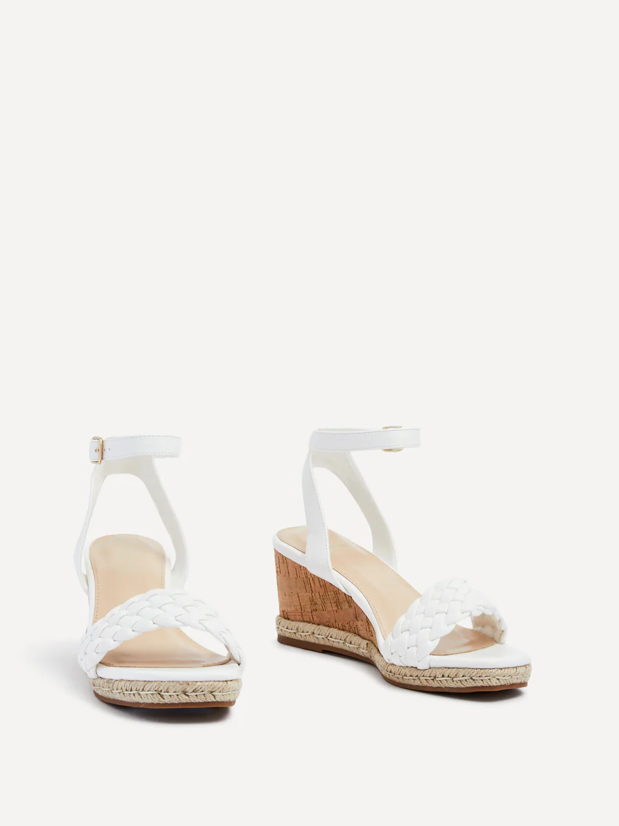 Regan White Faux Leather Wedge Sandals - Image 3