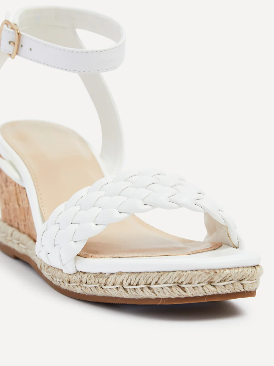 Regan White Faux Leather Wedge Sandals - Image 5