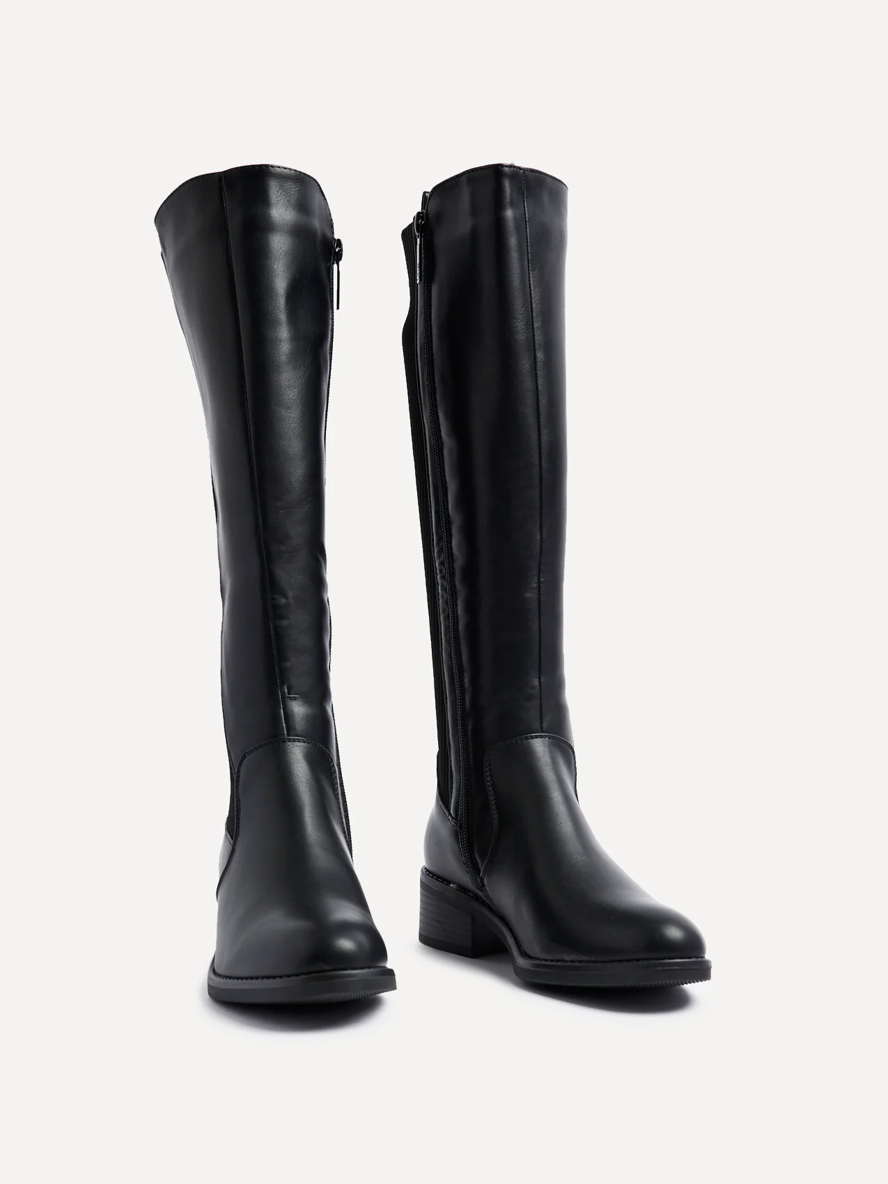 Renae Black Faux Leather Riding Boots - Image 3