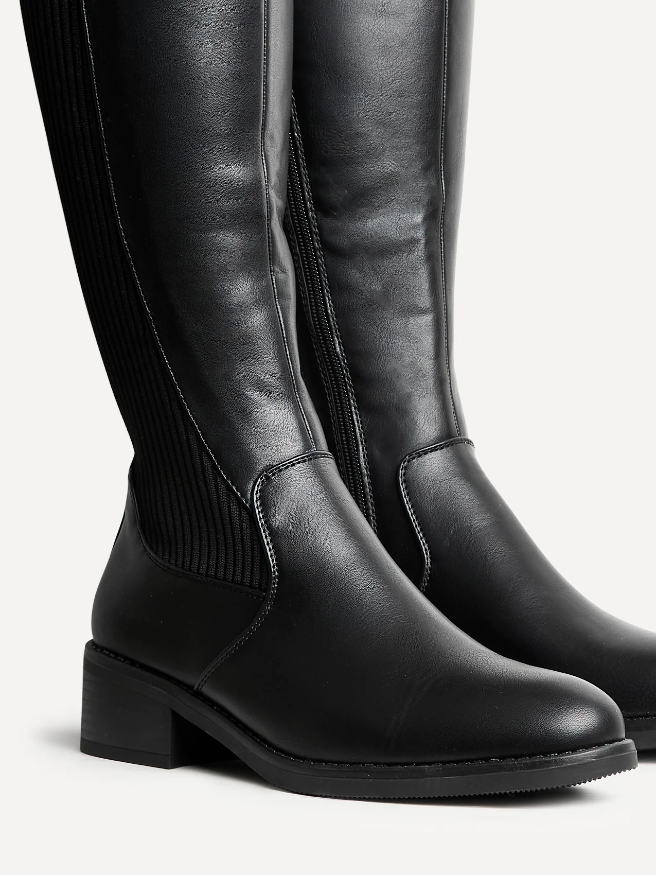 Renae Black Faux Leather Riding Boots - Image 4