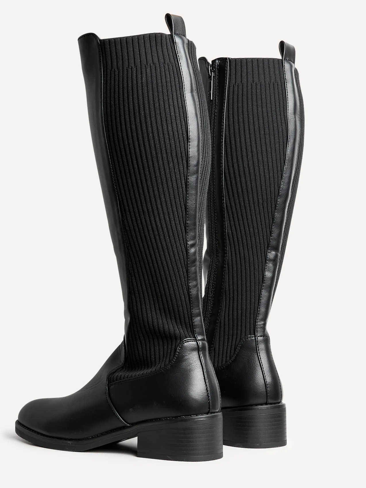 Renae Black Faux Leather Riding Boots - Image 5