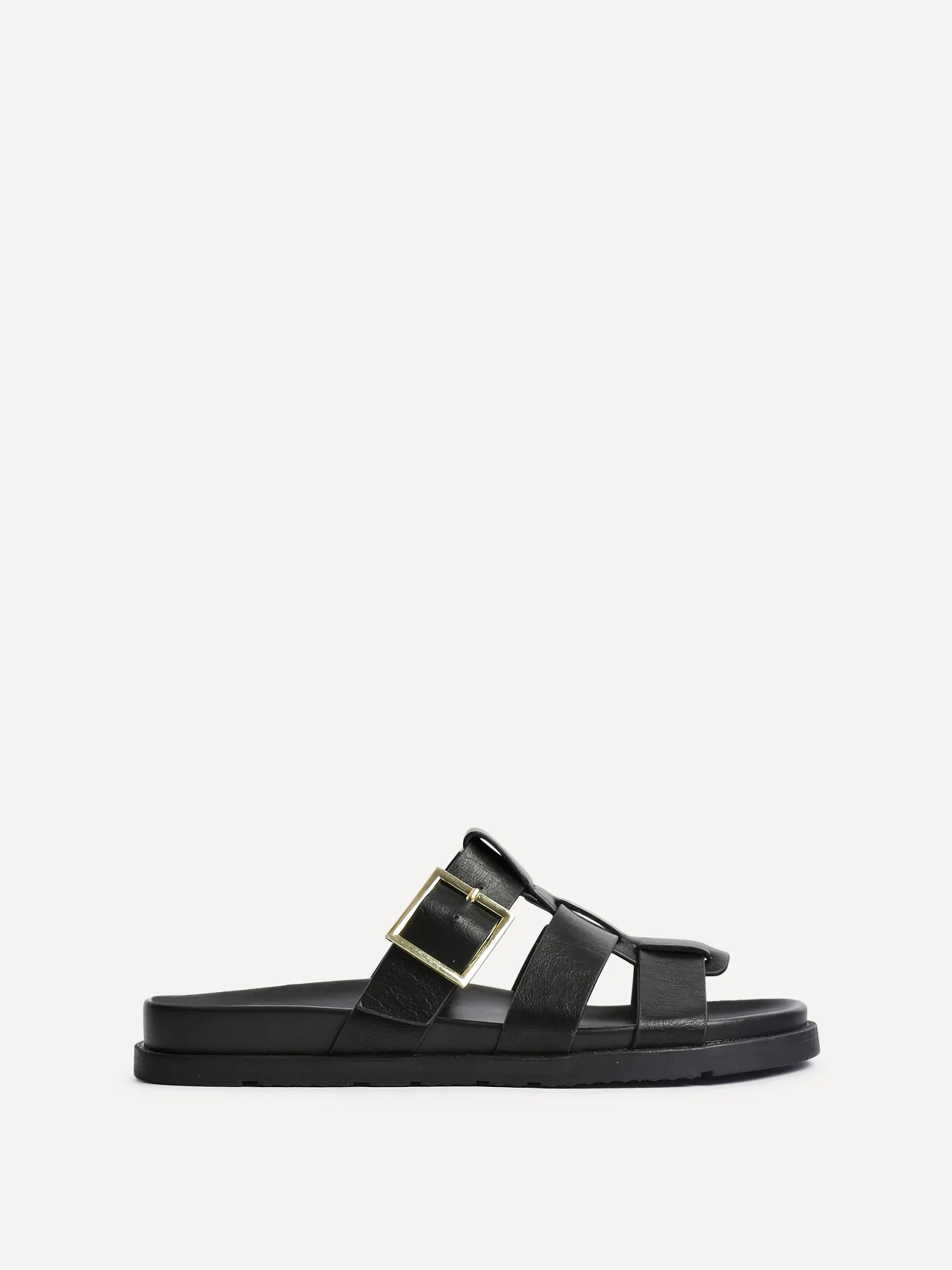 Restore Black Faux Leather Slip-On Gladiator Sandals - Image 2