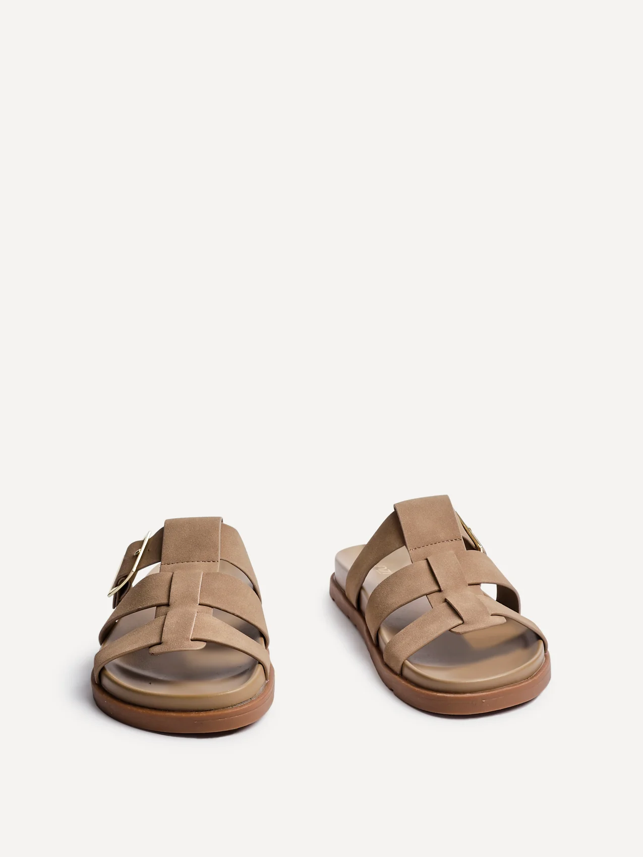 Restore Taupe Faux Nubuck Slip-On Gladiator Sandals - Image 3