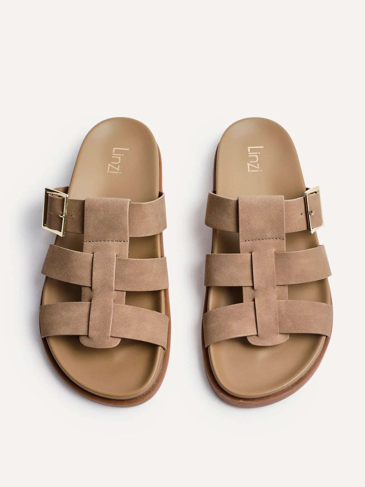 Restore Taupe Faux Nubuck Slip-On Gladiator Sandals - Image 4