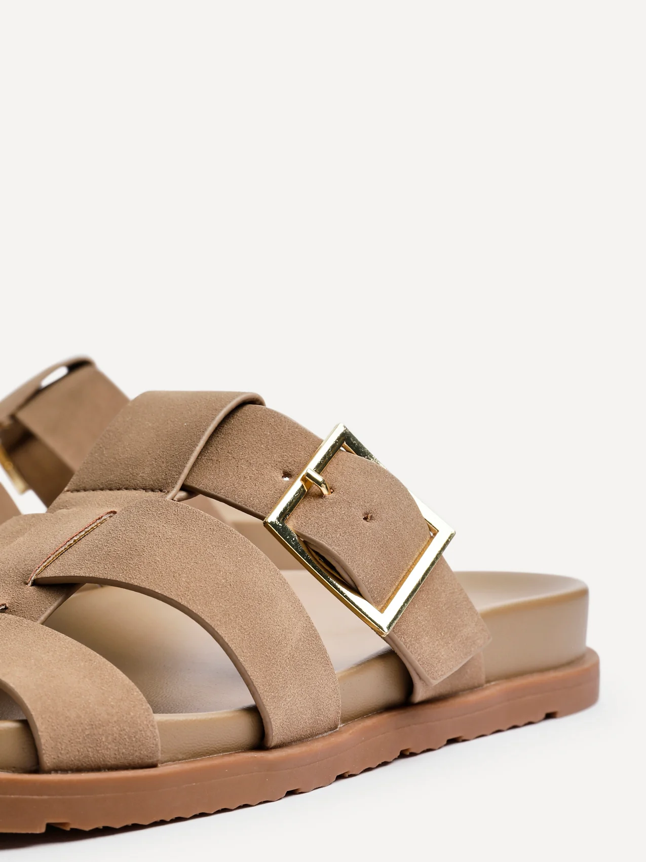 Restore Taupe Faux Nubuck Slip-On Gladiator Sandals - Image 5