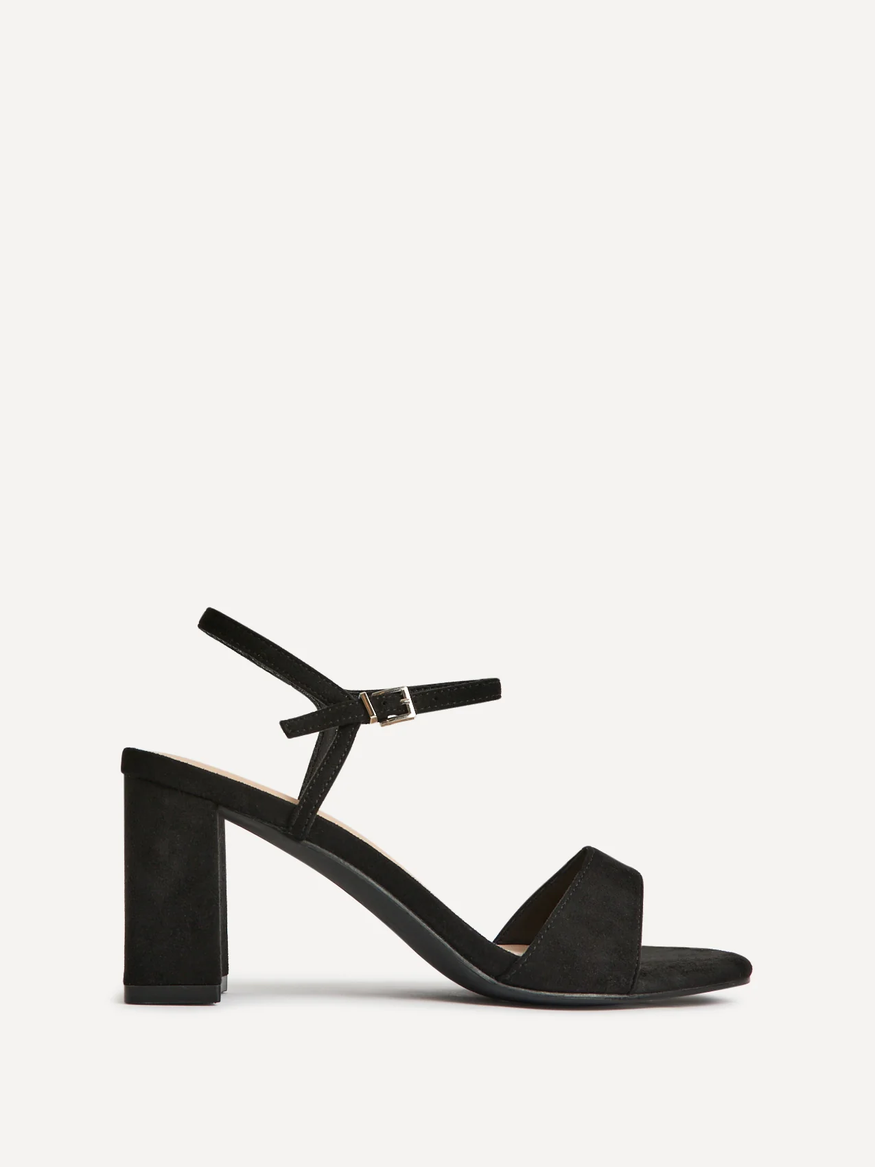 Reveal Black Faux Suede Block Heeled Sandals - Image 2