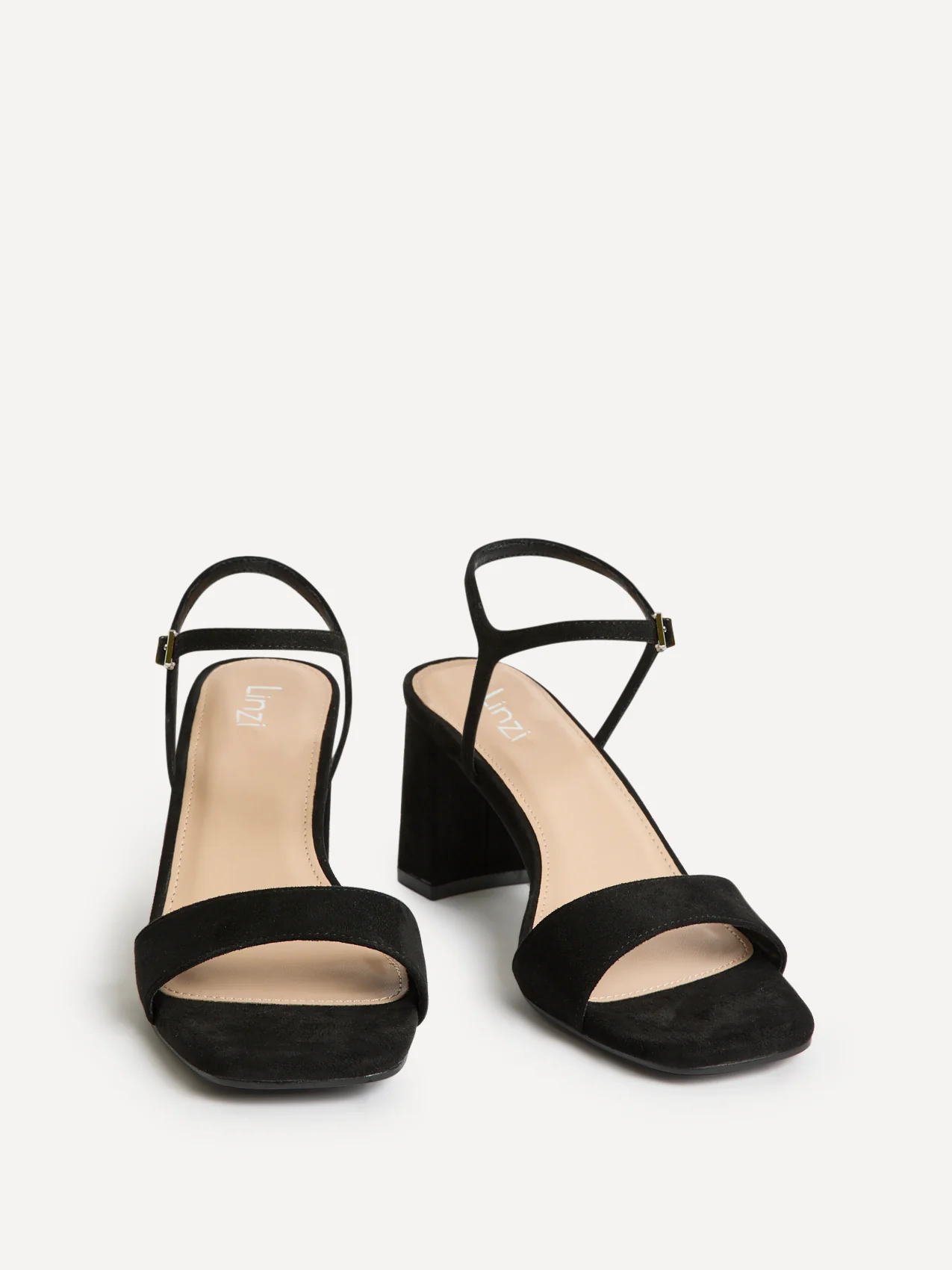 Reveal Black Faux Suede Block Heeled Sandals - Image 3