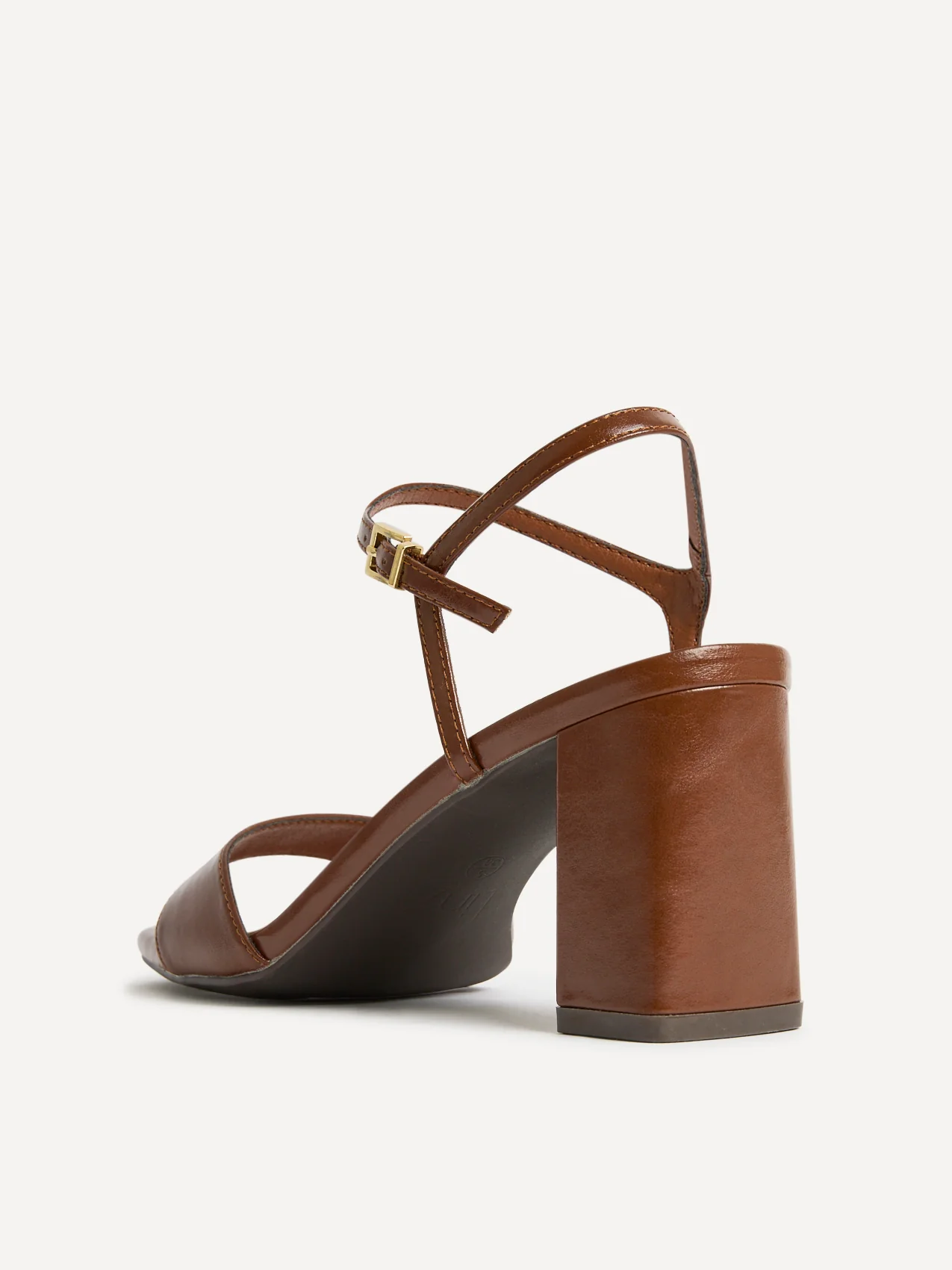 Reveal Brown Faux Leather Block Heeled Sandals - Image 5