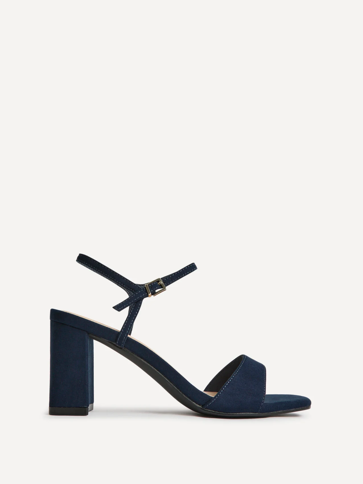 Reveal Navy Faux Suede Block Heeled Sandals - Image 2