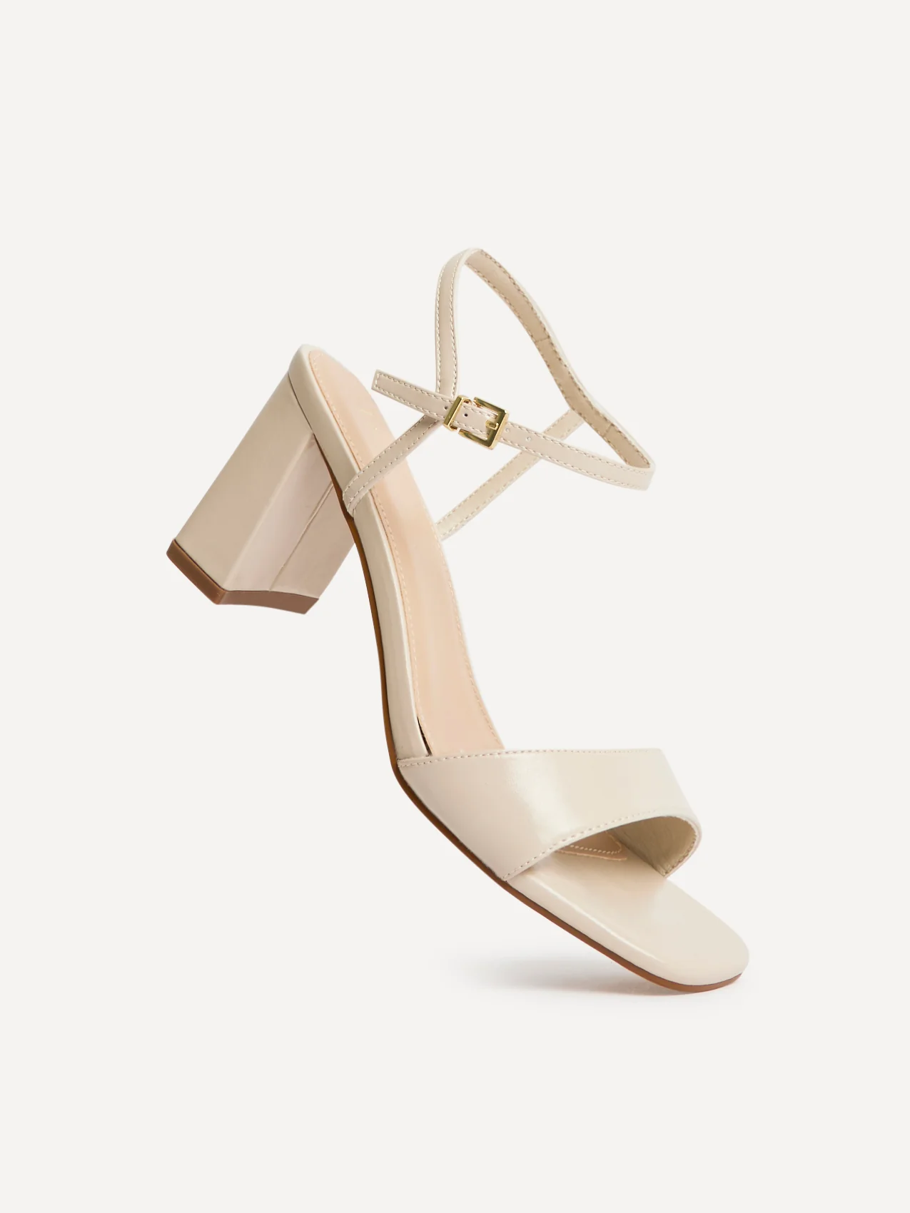 Reveal Nude Faux Leather Block Heeled Sandals - Image 5
