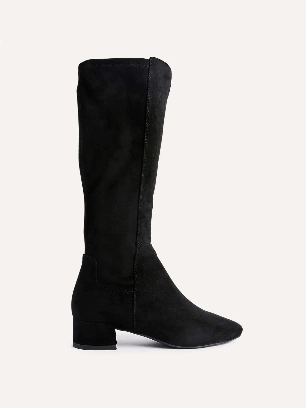Revolve Black Faux Suede Block Heel Long Boots - Image 2