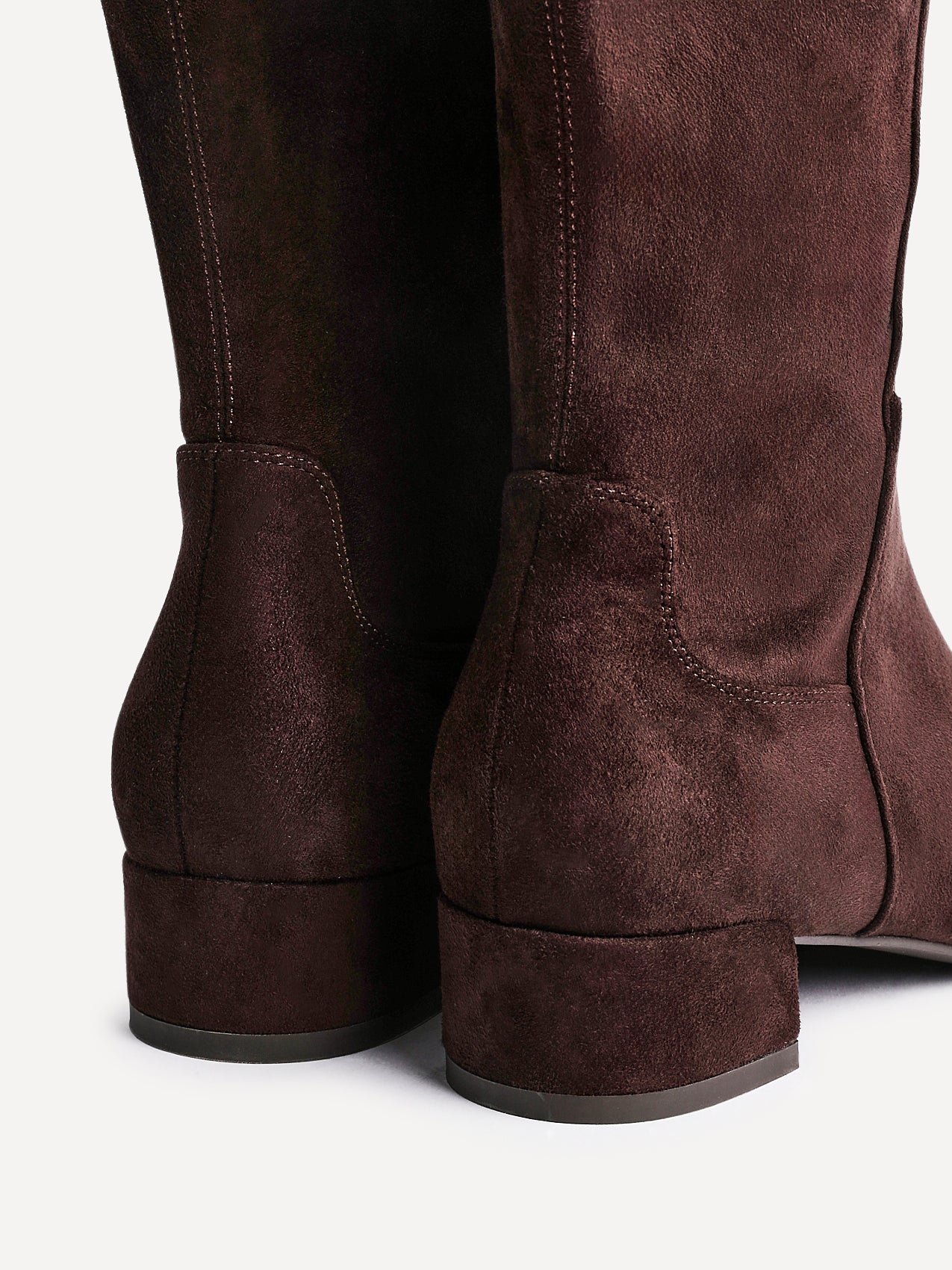 Revolve Brown Faux Suede Block Heel Long Boots - Image 5