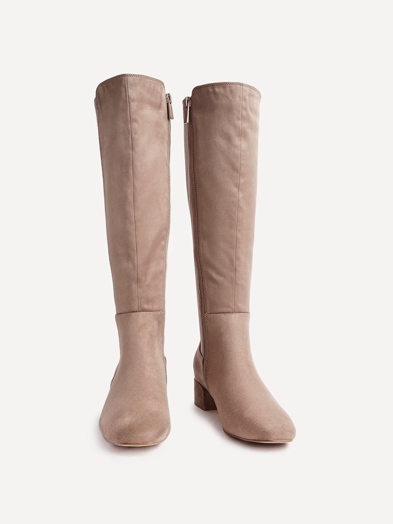 Revolve Mocha Faux Suede Block Heel Long Boots - Image 3