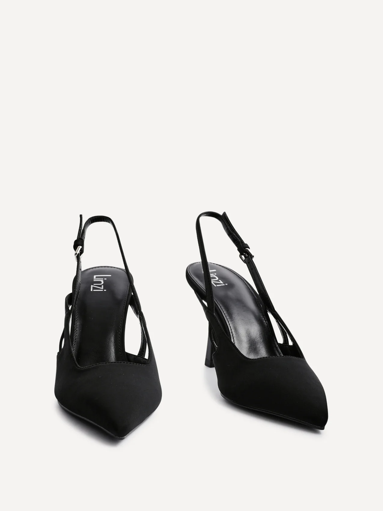 Rhea Black Scuba Sling Back Court Heels - Image 3