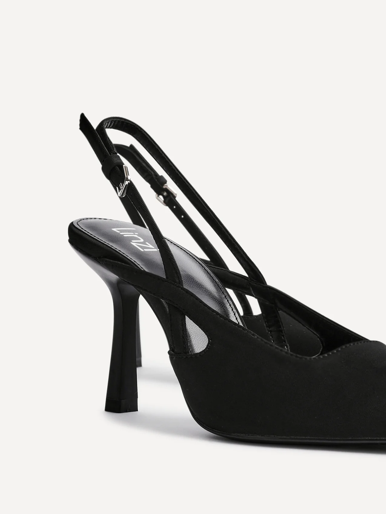 Rhea Black Scuba Sling Back Court Heels - Image 4