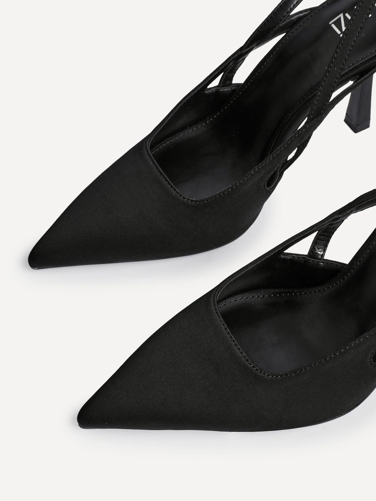 Rhea Black Scuba Sling Back Court Heels - Image 5