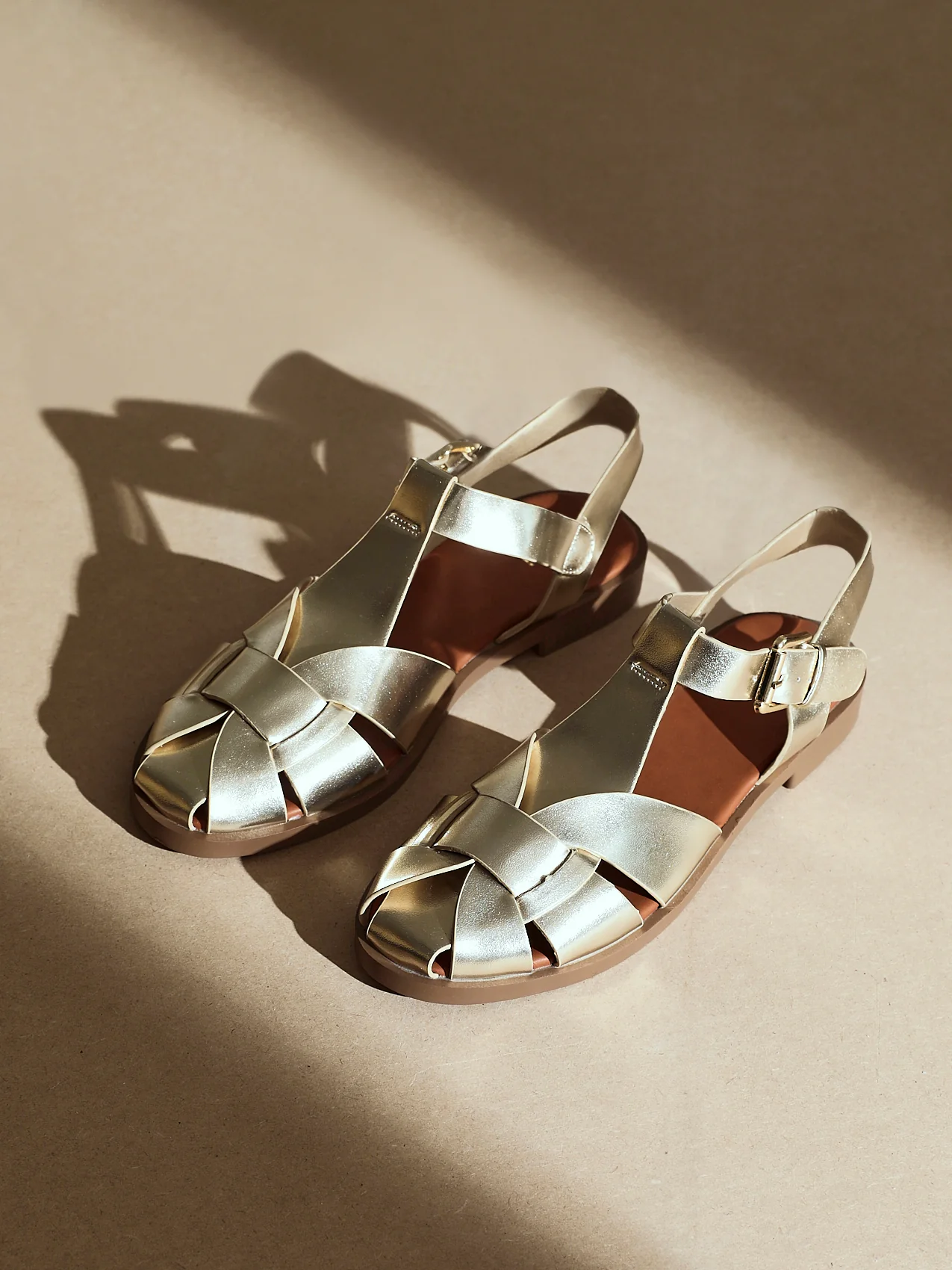 Rhoda Gold Flat Fisherman Sandals