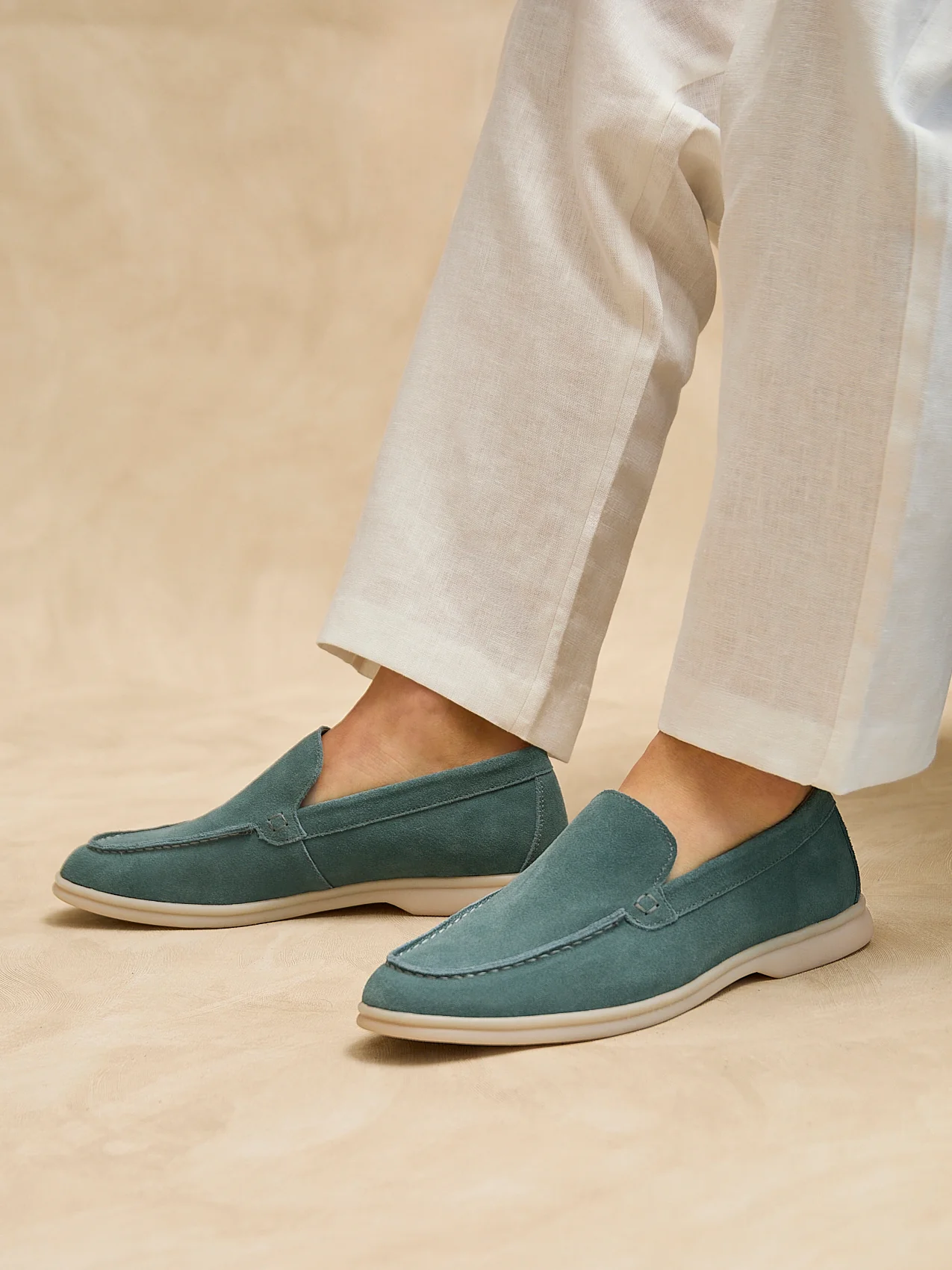 Rino Mens Blue Suede Leather Loafers