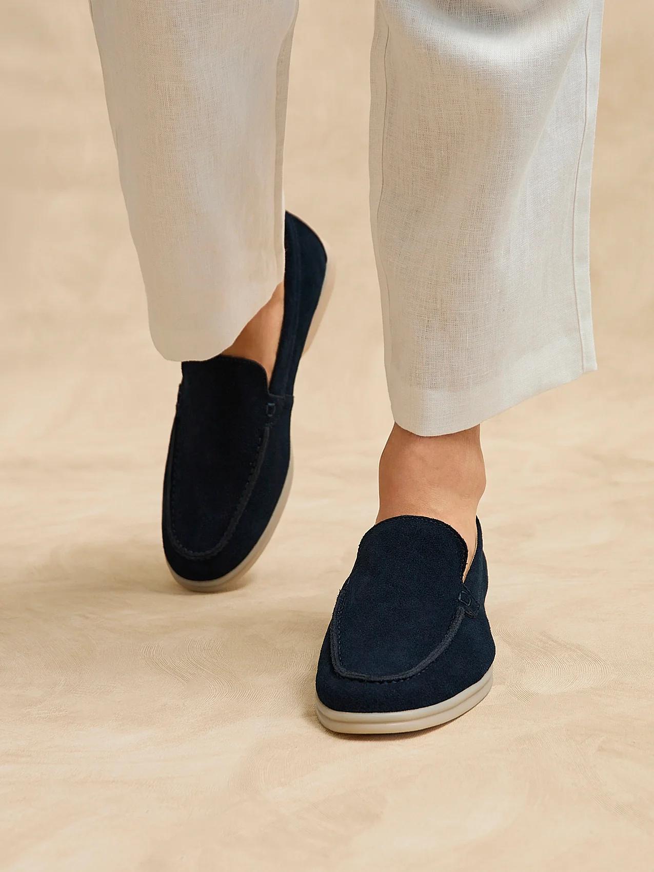 Rino Mens Navy Suede Leather Loafers - Image 6