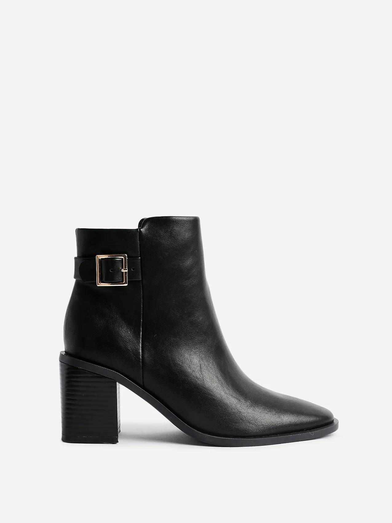 Rise Black Block Heeled Ankle Boots - Image 2