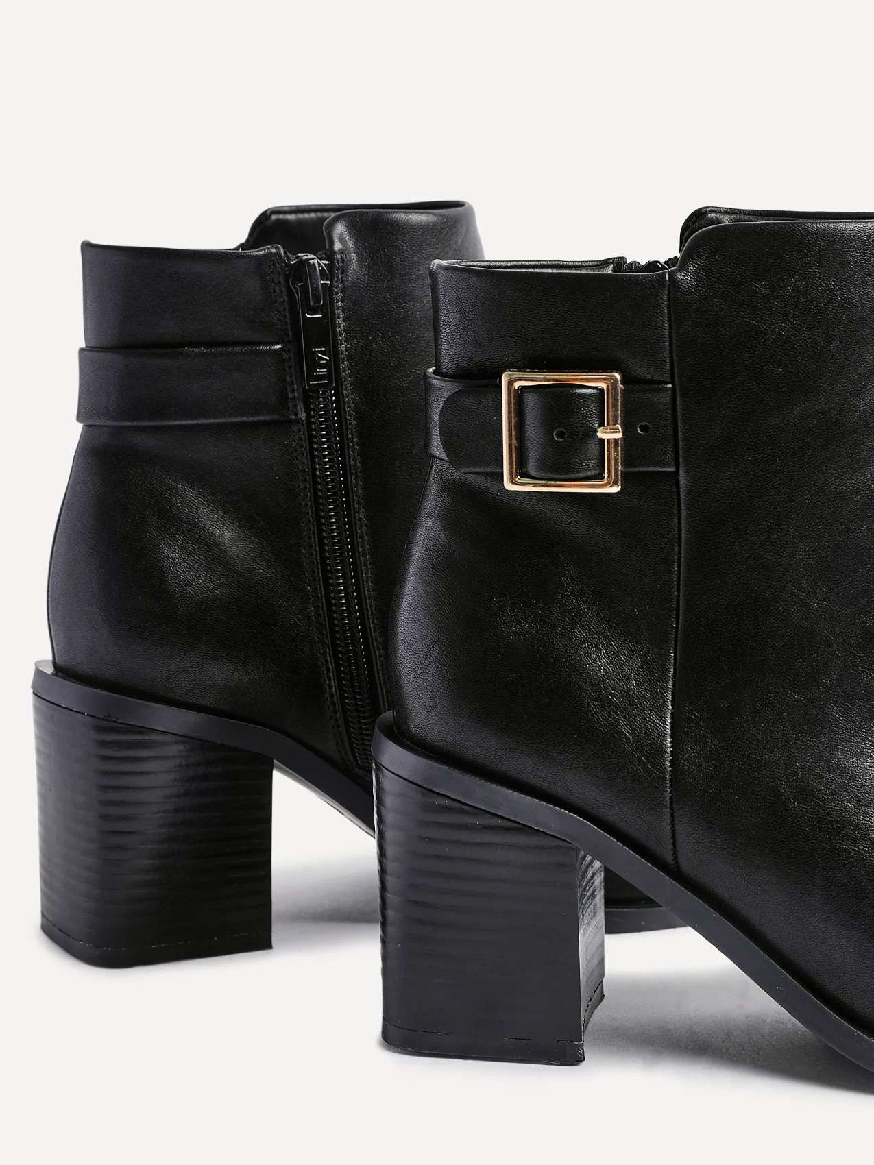 Rise Black Block Heeled Ankle Boots - Image 5