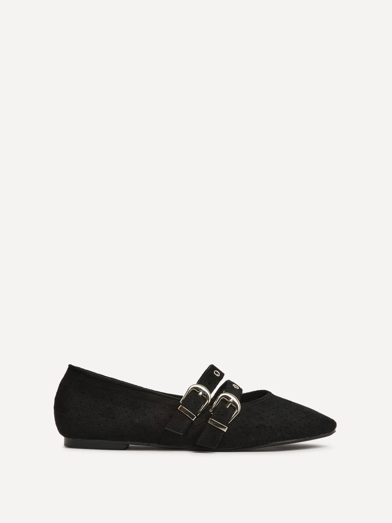 Rogue Black Ballet Flats With Eyelet Detail - Image 2