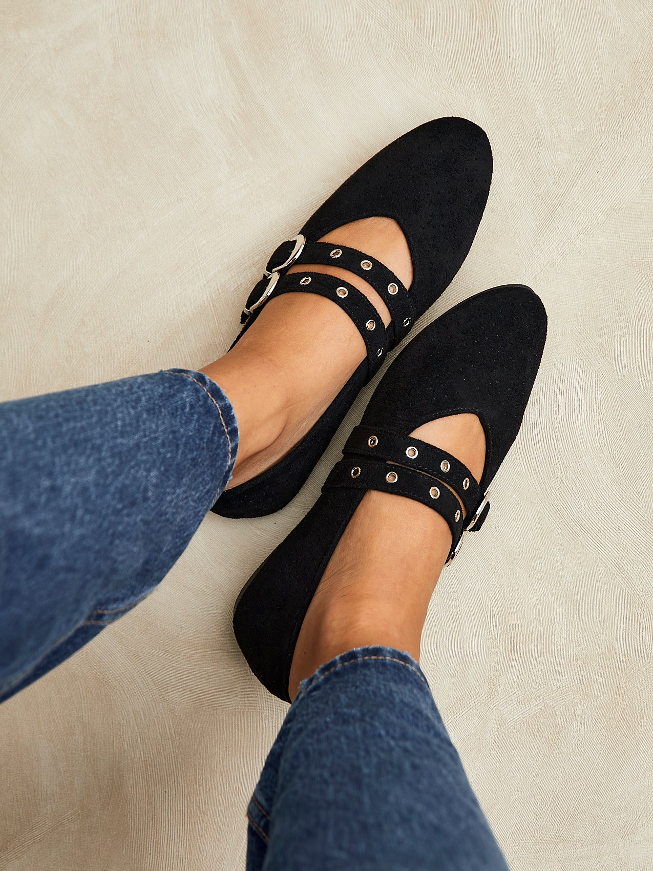 Rogue Black Ballet Flats With Eyelet Detail - Image 6