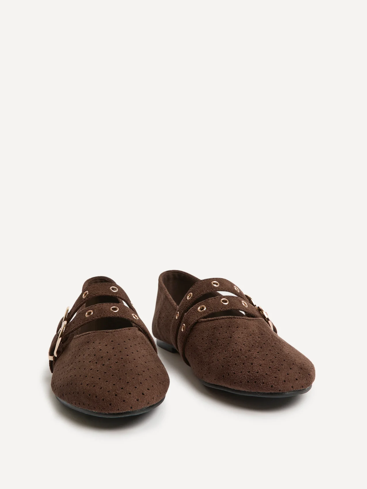 Rogue Brown Ballet Flats With Eyelet Detail - Image 5