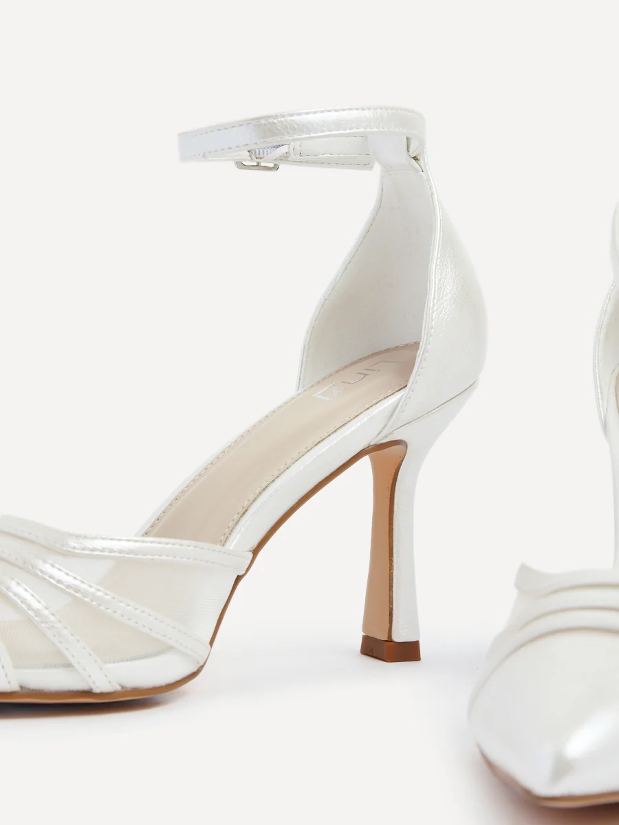Rosalind Bridal Ivory Satin Mesh Court Heels - Image 5