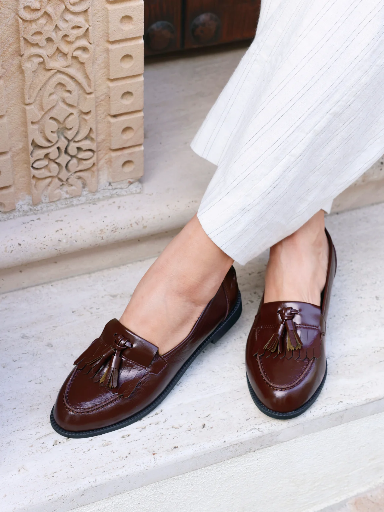 Rosemary Burgundy Faux Leather Loafers - Image 6