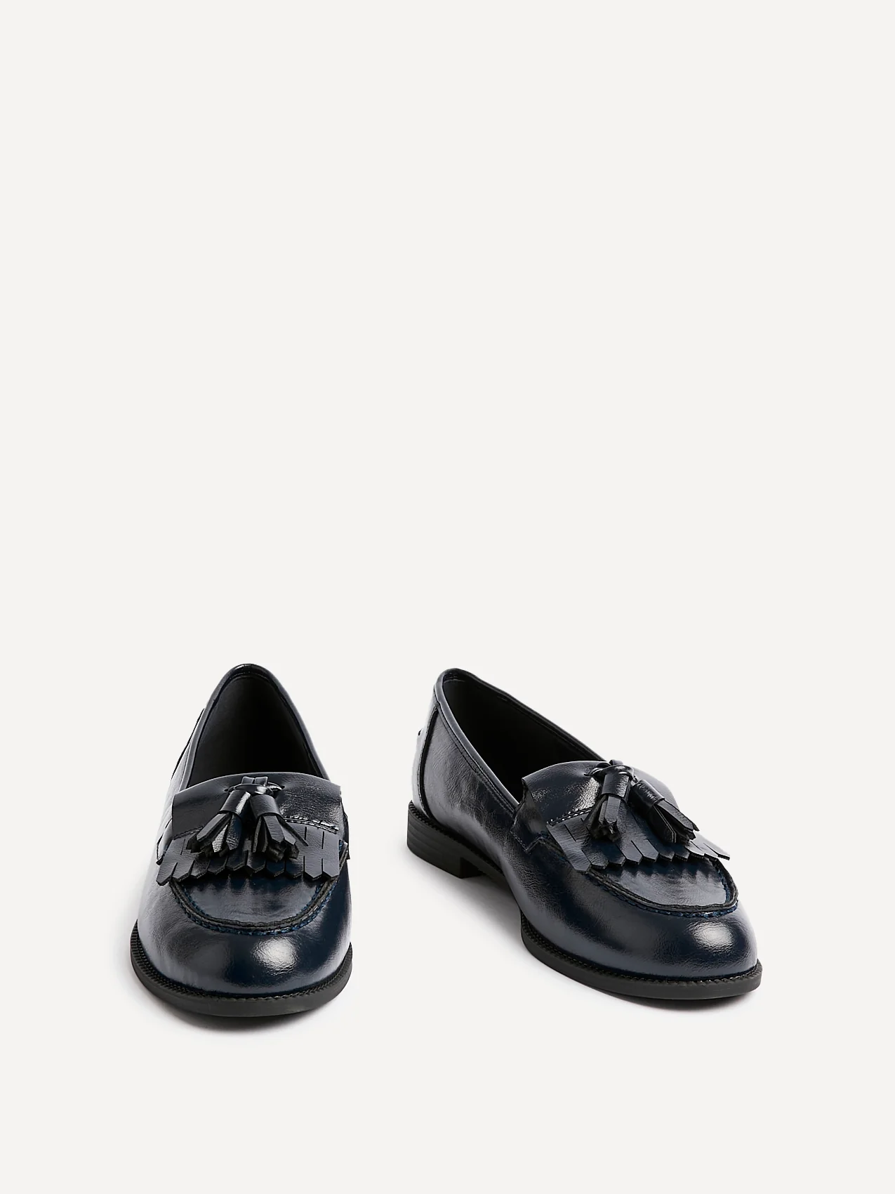 Rosemary Navy Faux Leather Loafers - Image 3