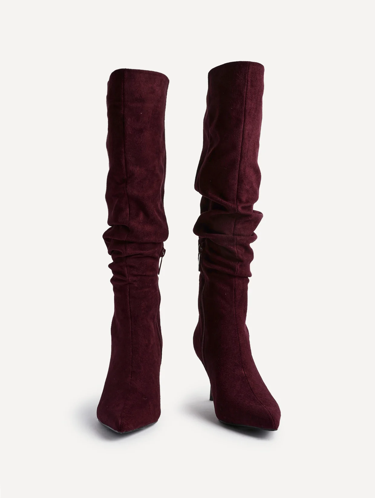 Rosenna Burgundy Long Stiletto Boots - Image 3